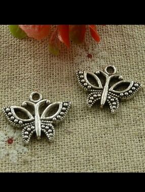 Silver Butterfly Charm Pair